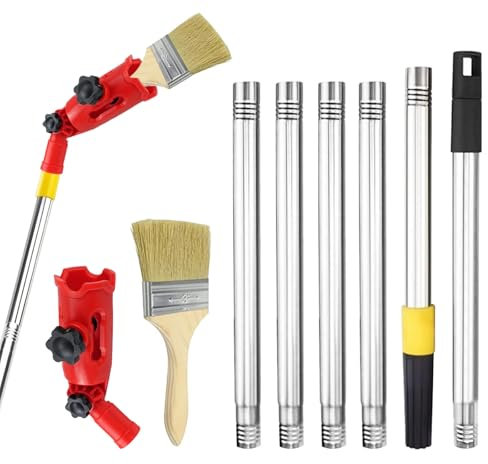 Multi-Angle Paint Brush Extension Pole - 1.7m Paint Roller Extension Pole Set, Paint Brush Extender Holder Universal, Extendable Poles Paint Edger for Walls, Ceiling, Painting Rollers Brushes Scrapers