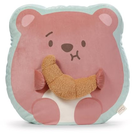 NICI Kuscheltier Bär Nomo mit Croissant 35x33x12cm - braun - Weiches mymochi Plüschtier – stylisches Stofftier zum Kuscheln oder als Accessoire - Tolles Geschenk für Kinder & Erwachsene | 62391