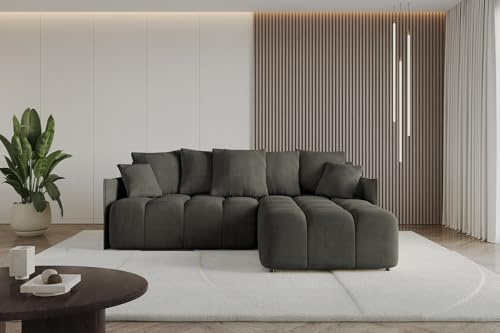 ALTDECOR Ecksofa mit Schlaffunktion und Bettkasten Corner Sofa Bett Eckcouch Couch L-Form Schlafcouch Ausziehbar Wohnlandschaft Schlafsofa Cauchsofa LONLI-L 251x189x68 Schwarz