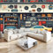 Fototapete Garage, Auto, Retro Vlies 4D Tapeten Moderne Wandtapete 250 x 175 cm Wohnzimmer Schlafzimmer Orange Farbe