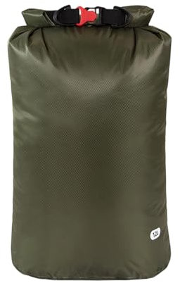 TENYELE Sac de rangement étanche en nylon de type lourd pour kayaks camping randonnée, Bidon vert pin 12 l