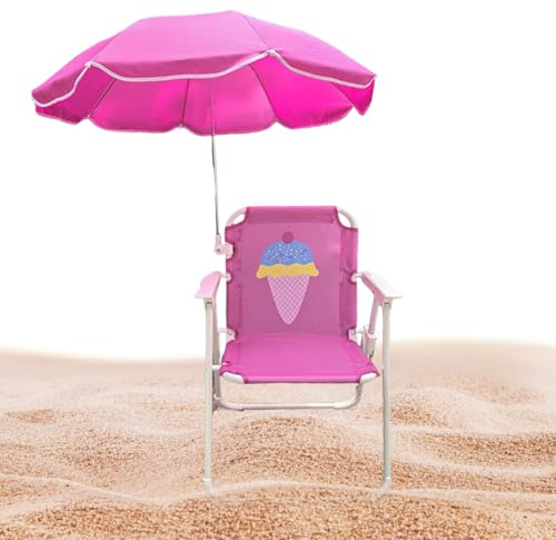 Niesel Silla de playa con sombrilla | Silla sombreada con parasol – Base estable resistente al para viajes jardín piscina pequeña al aire libre
