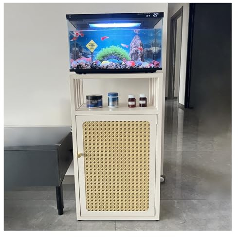 JYHHCYS Reptilien-Aquariumständer Mit Unterschrank, Aquarienständer Aus Metall Für 38-190 Liter Aquarien, 3-stufiger Terrarienständer Mit Ablagen Für Büro, Zuhause(White - LxW,15.7x11.8in)