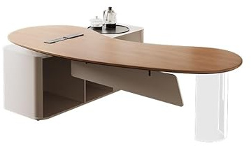 Bürotisch Einfache speziell geformte Werkbank aus Massivholz mit Teetisch, kreativer Computertisch aus Cashew-Nuss, geeignet für Unternehmen und Zuhause Schreibtisch mit Lagerung(200x77x75cm)