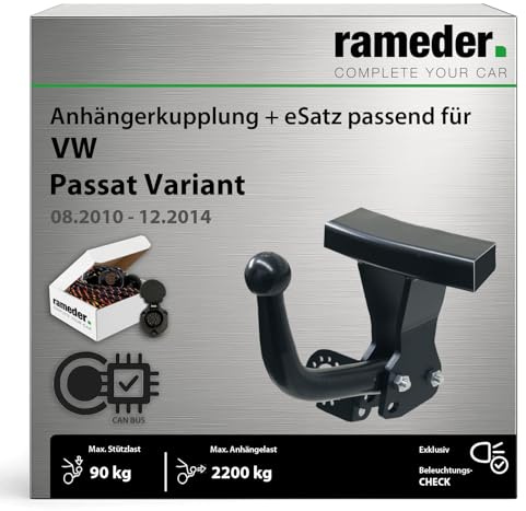 Anhängerkupplung starr Auto Hak passend für VW Passat Variant B7 Typ 365 Baujahr: 2010-2014 inkl. 13 poligem spezifischen CAN-Bus Elektrosatz | rameder. Komplettsatz - AH-F20