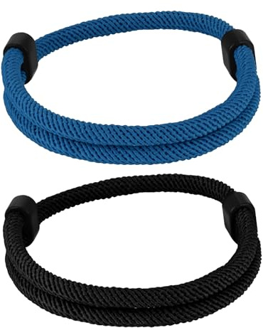 TempBeau Armband Herren Schwarz Segeltau Surferarmband : Handgemacht Surfer Armband Paracord für Männer und Damen Nautic Seil Armband Einstellbar Geflochtenes Armbänder