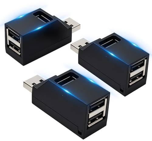 3PCS 3 Port USB 3.0 Hub Mini USB Hub con 1 USB 3.0 & 2 2.0 Puertos Adaptador de Expansión Splitter Hub Data Hub para Portátil, PC, Compatible con Flash Drive, Teclado, Ratón y Más
