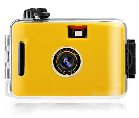 Yanmis wasserdichte Vintage-Retro-Filmkamera für Reisefotografie, Einfach zu Entwickeln für und Erwachsene, Tragbare Point-and-Shoot-Kamera für überall, ABS-Material (Gelb-Schwarze Schale,