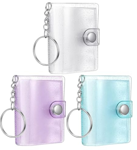 Porte-clés photo avec 24 poches 3 pièces Transparent Cadre photo Porte-clés 5 x 3,5 cm Photo Insert Porte-clés Image Cadre photo personnalisé Porte-cartes transparent pour la famille Couples