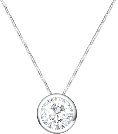 Löb 925 Silber Halskette Zirkonia Strass Stein Anhänger Diamant Form, Damen Kette Solitär Glitzer Steinanhänger Weiß Schmuck Brautschmuck Dezent Elegant
