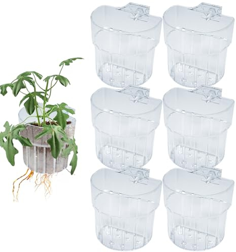Uanqfegy Aquarium Plant Holder 6PCS, Transparent Semi-Circle Hydroponic Planter Cups for Fish Tank Aquatic Plants