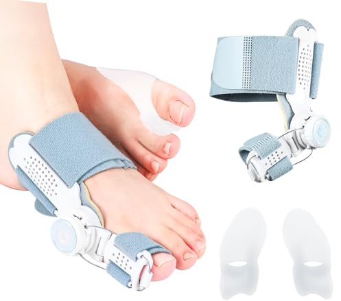 Bunion Corrector Big Toe Straightener for Women and Men, Upgraded Version for Bunion Relief with Adjustable Bunion Splint and Silicone Toe Separator, Hallux Valgus Corrector for Day and Night Support