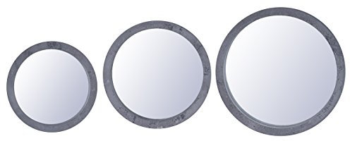 levandeo Spiegel 2er Set 25cm 30cm Rund Holz Grau gewischt Betonoptik Wandspiegel Deko