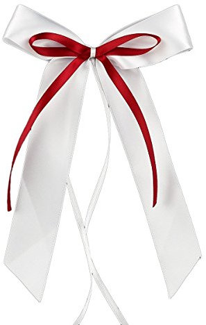 Miya@ hochwertige 30 Weiss & Weinrot Antenneschleifen aus Satin Autoschmuck Autoschleifen Deko Hochzeit Party