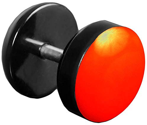 viva-adorno® 1 Stück Fake Plug Ohrstecker Edelstahl Acryl schwarz mit farbig emaillierter Front Z465 Schwarz/Neon Orange