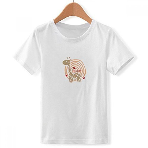 DIYthinker Jungen Giraffe Cartoon Ring Tier mit Rundhalsausschnitt Weißes T-Shirt Small Mehrfarbig