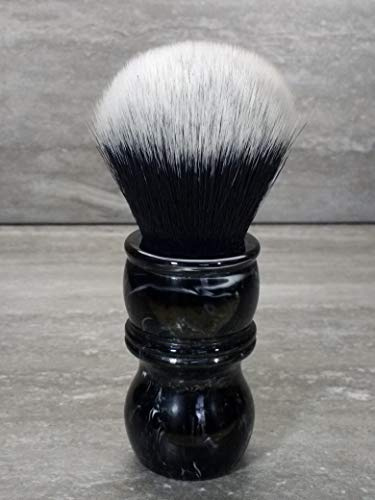 Yaqi 24mm Tuxedo Black and White Tip Synthetic Hair Marble Color Resin Handle Barber Shaving Brush