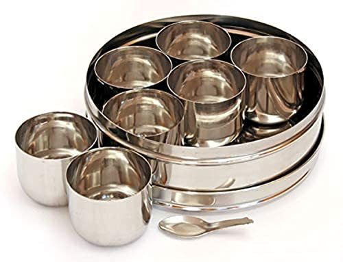 Shradha Trading Masala Box, Stainless Steel Masala Dabba,Spice Container, Indian, Kitchen Spice Box, for Chefs