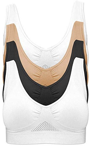 Soutiengorge sans Armatures : Lot de 4 brassières de Sport sans Coutures Matériau Non rembourré composé à 96% de Nylon et 4% de Spandex Largeur de Bretelles agréable et Confortable pour Le