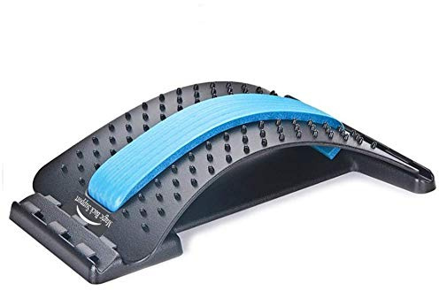 Rückenstrecker, Rückenmassagegerät für Bett, Stuhl und Auto, mehrstufige Lendenwirbelstütze, zur Schmerzlinderung der unteren und oberen Muskeln, Farbe: Schwarz/Blau