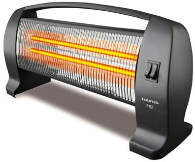Taurus PR2 - Radiador de cuarzo, estufa, tubos de cristal de cuarzo, dos intensidades de calor, antivuelco, protector térmico de seguridad, 600/1200W