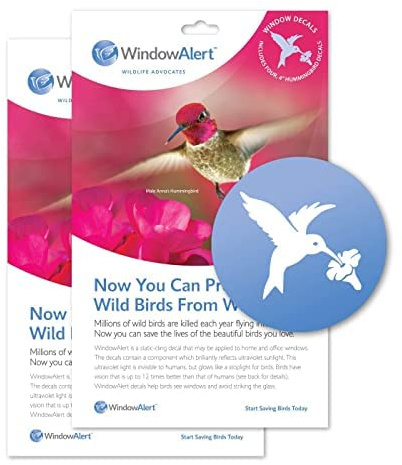 WindowAlert Hummingbird Anti-Collision Decal - UV-Reflective Window Decal to Protect Wild Birds from Glass Collisions 2-Pack - Made in The USA