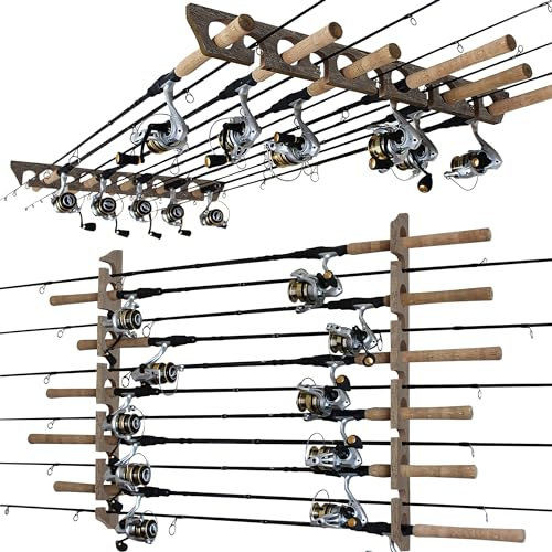 Rush Creek Creations Uni-Erwachsene Storage Rack 11 Angelruten-Aufbewahrungsregal und Wand-oder Deckenrutenhalter, Scheunenholz, Einheitsgröße