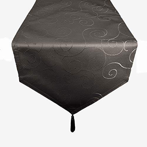 Kringel Ornamente Bronze Tischläufer Tischband 40 x 140 cm Grau mit Saumrand Form, Größe und Farbe wählbar
