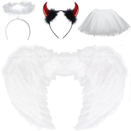 Hook Alas Angel Wings Blancas, Halo Angel, Alas De Plumas ángel Hada Niña para Halloween, 108 Pcs Etiqueta De La Ventana