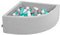 KiddyMoon Piscine À Balles pour Bébé Quart Angulaire 90X30cm/200 Balles 7Cm Fosses À Boules Jouet Enfant, Gris Clair:Blanc/Gris/Turquoise Clair