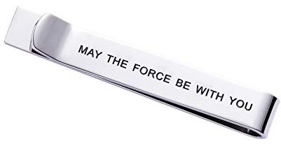 LParkin Pince à cravate May The Force Be with You - Star Wars - Cadeau amusant - En acier inoxydable - Finition polie - Pour homme et femme, Métal