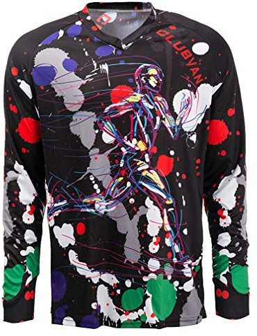 Radtrikot Herren Mountainbike Motocross Trikot Langarm MTB T-Shirt Downhill Tops Sport Rennbluse Fahrrad Outdoor Wear rot L.