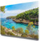 Traumhaftes Leinwandbild Insel Mallorca, Bucht mit Booten - als 90x60cm großes Wandbild. Perfekt als Hintergrund und Deko für Wohnzimmer & Schlafzimmer. Aufgespannt auf 2cm Holzrahmen