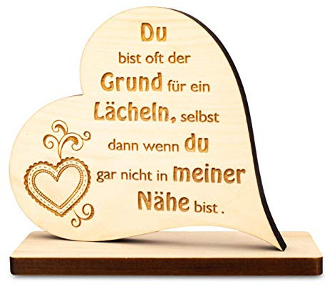 sagl.tirol holzmanufaktur Zirbenherz auf Sockel mit Gravur (Du bist oft der Grund für EIN Lächeln)