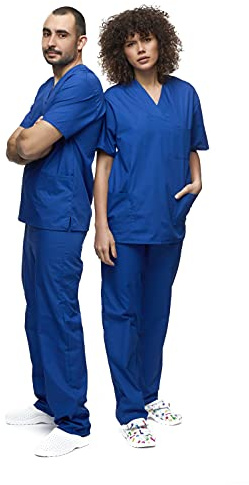 MAZALAT Superdoc Schrubb-Set Unisex Damen & Herren – Schlupfkasack + Schlupfhose, Kasack Set Pflege, Medizin Arzt Uniform, Medizinische Berufsbekleidung, Oberteil mit Hose