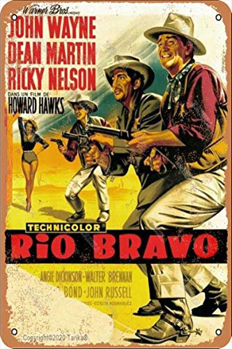 Technicolor Rio Bravo John Wayne Dean Martin Ricky Nelson 20 x 30 cm Blechschild im Retro-Look Dekoration für Zuhause, Küche, Bauernhof, Garten, Garage, inspirierende Zitate Wanddekoration