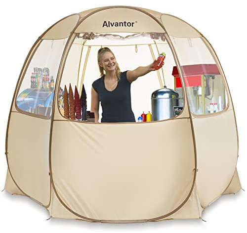 Alvantor Pop-Up-Überdachung für kommerzielle Aktivitäten – Verkaufsstand Eventzelt – 25,4 x 25,4 cm – Camping-Pavillons – Beige