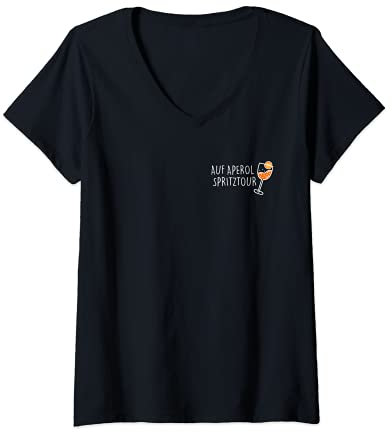 Damen Auf Aperol Spritztour. Jungesellinnenabschied JGA Spritz Fun T-Shirt mit V-Ausschnitt