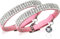 CHUKCHI Lot de 2 colliers réglables en velours doux avec strass et clochettes, 28 cm pour petits chiens et chats (rose)