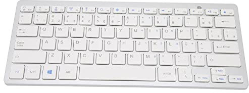 Teclado Inalámbrico Portugués, 78 Teclas Mini Teclado Multilingüe Ultra Delgado, Teclado Silencioso Universal para Android/OS X/iOS/Windows, para iPhone, para iPad, para Mac, etc