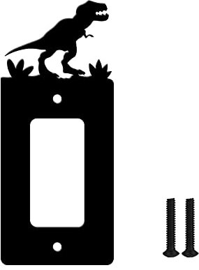 NBEADS Black Single Gang Light Switch Plate, 2.7 × 6.4 Iron Light Switch Cover Plate Single Rocker Switch Plate Single Switch Wall Plate for Light Switches, Smart Switch-- Dinosaur