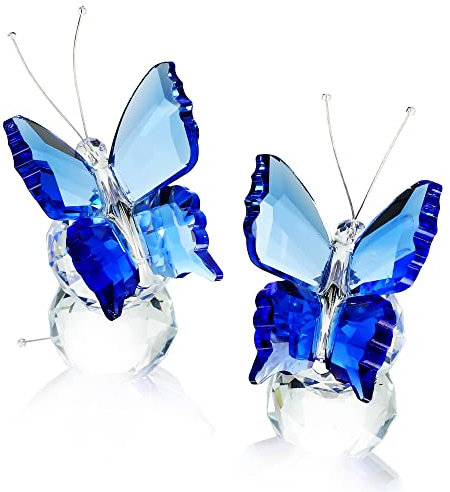 kanpura Kristall-Schmetterling-Figuren, blaue Schmetterlinge, Sammlerstücke, Glastierfiguren für Zuhause, Hochzeitsdekoration, für Frauen, 2 Stück