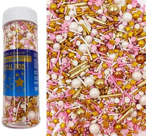 SONSMER Sprinkles Rose gold Pink 120g/ 4.2oz, mix Cake sprinkles Jimmies Cupcake Manvscakes Traditional Christmas Metallic Confetti Thanksgiving Autumn Holiday
