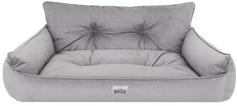 Bjird Hundebett - Hundekorb für kleine mittelgroße & große Hunde - Hundekissen - Hundesofa - EInfach zu reinigen - Joker Gesteppt - Größe: XL/XXL: 132 x 106 cm - Asche Fancy