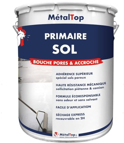 Metaltop - Primaire Sol - 1 L - Facilite l'accroche des peintures et vernis sur béton et ciment