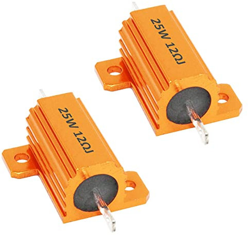 ETOPARS 2 Stk 25W 12 Ohm 5% Aluminium Gehäuse Drahtwiderstand Lastwiderstände Gewindebohrer Widerstand Chassis Montage Wirewound Goldene Gehäusewiderstand