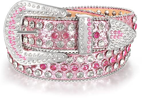 LEACOOLKEY Strass-Gürtel für Männer und Frauen, Bling Western Cowgirl Cowboy Nieten-Ledergürtel, glänzender Taillengürtel für Jeans, Hosen, Kleider