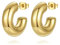YeGieonr Chunky Gold Ohrringe für Damen, Leichte Edelstahl Hohle Offene Creolen mit 18K Echtem Vergoldete, Hypoallergen Modeschmuckgeschenke für Frauen und Mädchen