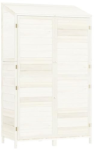 vidaXL Geräteschuppen Weiß 102x52x174,5 cm Massivholz Tanne