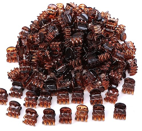 Wambere 50 Stück Mini Haarspangen Klaue Haarspange Klipsen Haarklammer Haar Schmuck Haarklammern Mädchen Kinder Haarspangen Haarclips Damen für Mädchen Frauen Zubehör Tägliches Tragen,Braun B